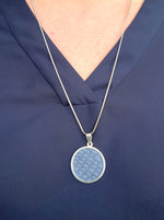 Necklace blue salmon leather/stainless steel