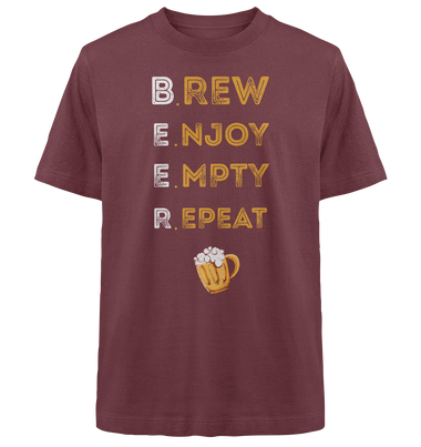Brew,Enjoy,Empty and Repeat  - Heavy Oversized Organic Shirt