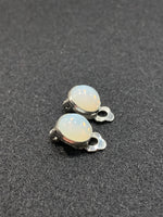 Ear clips made of milky white glass/stainless steel