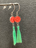 Earrings coral-colored salmon leather/stainless steel