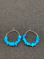 Hoop earrings with turquoise beads and stainless steel