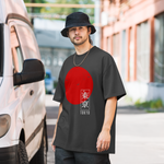 Tokio Rising Sun Oversized T-Shirt mit verwaschenem Look