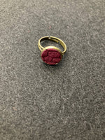 Ring with ostrich leather