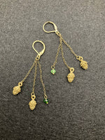 Earrings with cones and glass beads