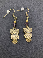 Owl earrings with glass beads